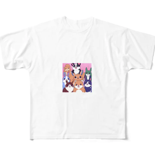 たくさんのちょーかわいい動物たちイラストグッズ All-Over Print T-Shirt