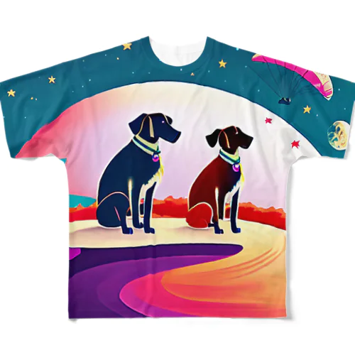 つがいの犬 All-Over Print T-Shirt