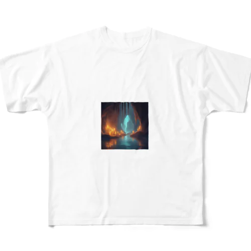 幻想の灯り 洞窟のキャンドルアートFantasia Illumination: Cave Candle Art フルグラフィックTシャツ