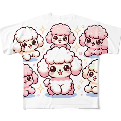 Poodle Puff Parade All-Over Print T-Shirt