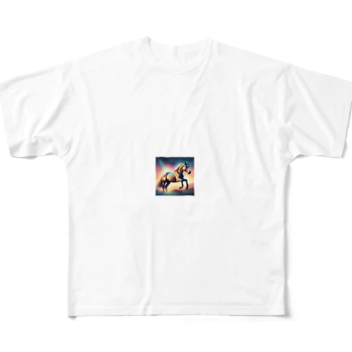 草原の魅力　馬 All-Over Print T-Shirt