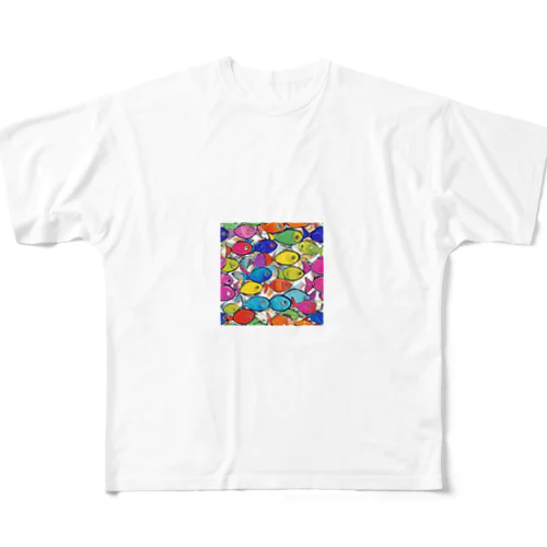 colorful "sakana" フルグラフィックTシャツ