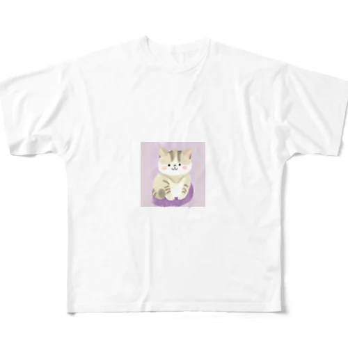 猫の水彩画グッズ フルグラフィックTシャツ