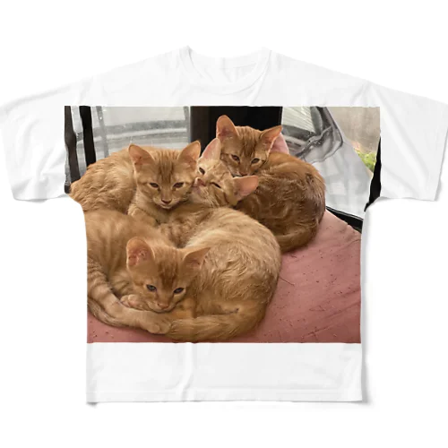 チャトラ大集合 フルグラフィックTシャツ