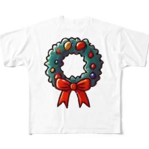 クリスマスリース🎄✨ フルグラフィックTシャツ