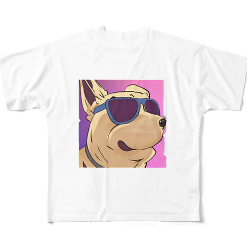 カッコイイ犬のイラストグッズ All-Over Print T-Shirt