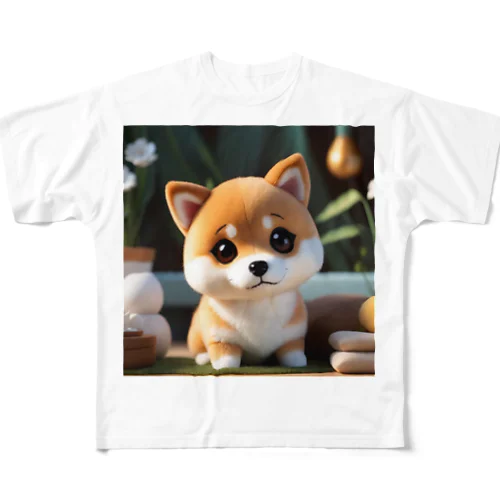 うるうる瞳のオムスビ顔の三角芝ちゃん All-Over Print T-Shirt