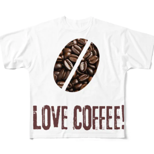 I LOVE COFFEE!（淡色用） フルグラフィックTシャツ