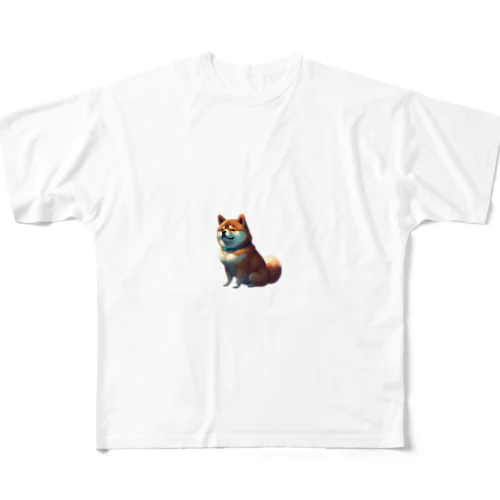 ぷくぷく柴犬 フルグラフィックTシャツ