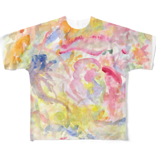 ３色水彩のハートアート_はじまり All-Over Print T-Shirt