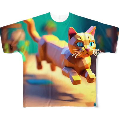 Run Cat フルグラフィックTシャツ