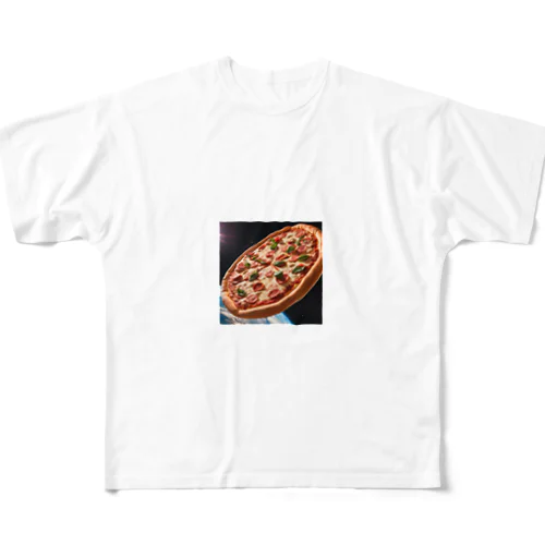 宇宙を駆けるピザ フルグラフィックTシャツ
