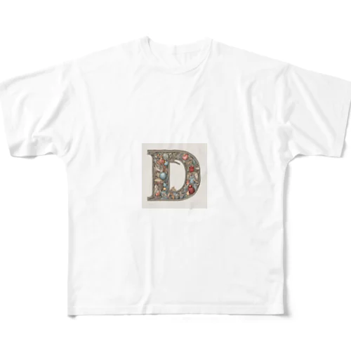 幸運アルファベット　D フルグラフィックTシャツ