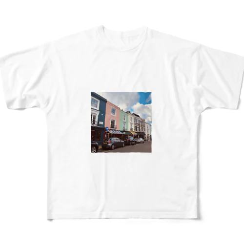 Notting Hillの街並み フルグラフィックTシャツ