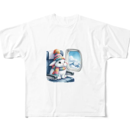 Sitting rabbit（座るウサギ） All-Over Print T-Shirt