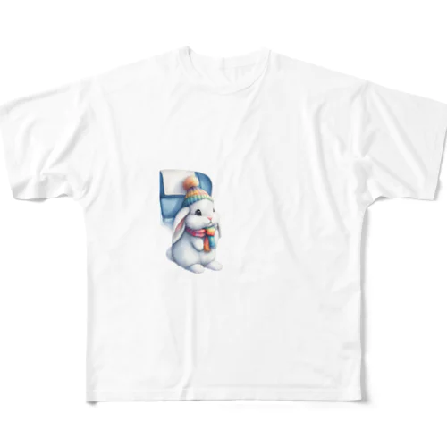 Sitting rabbit（座るウサギ） All-Over Print T-Shirt