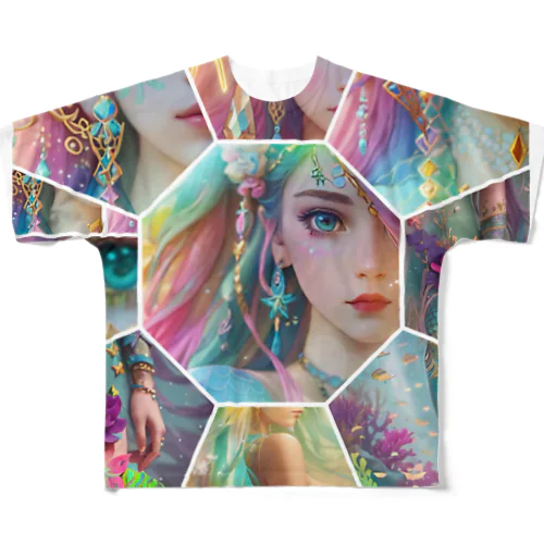 cutie mermaid REINA WORLD All-Over Print T-Shirt