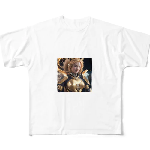 黄金狐女性戦士：永遠の光の守護者 - Golden Vixen Warrior: Guardian of Eternal Light フルグラフィックTシャツ