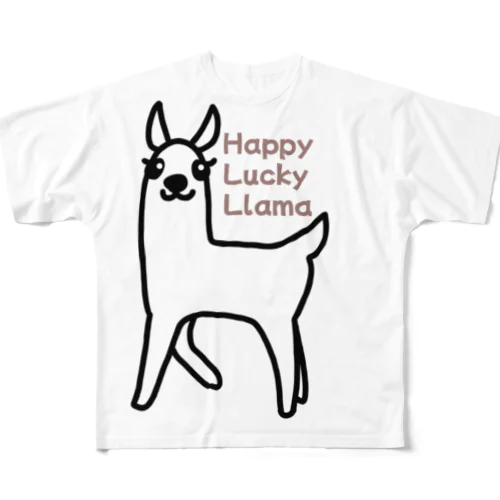 ハッピー・ラッキー・リャマ(ロゴ色違い) フルグラフィックTシャツ