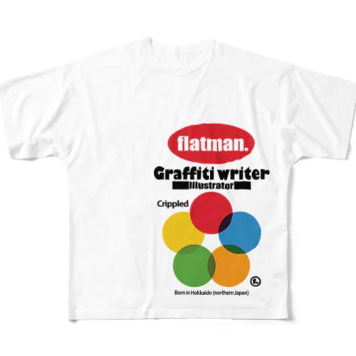 Crippled flatman. CAN Graffiti. フルグラフィックTシャツ