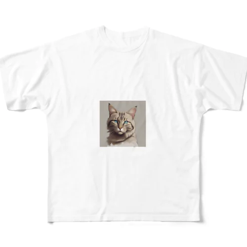 エレガントなネコ フルグラフィックTシャツ