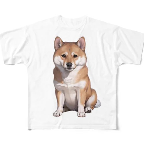 柴犬のおすわりシャツ フルグラフィックTシャツ