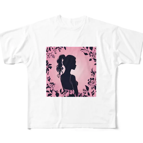 かわいい女の子の影絵 All-Over Print T-Shirt