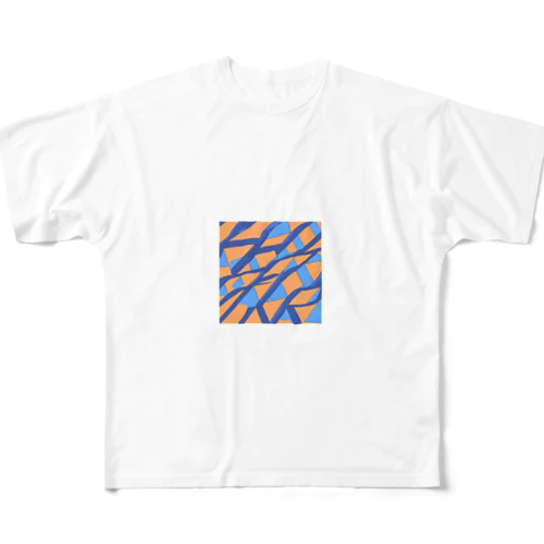 ティールオレンジ All-Over Print T-Shirt