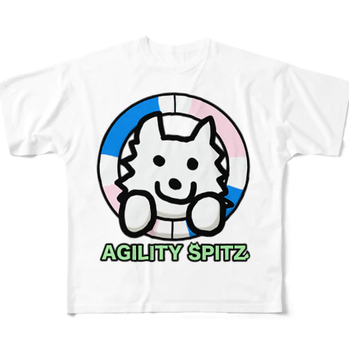 AGILITY SPITZ「タイヤからこんにちは！」 All-Over Print T-Shirt