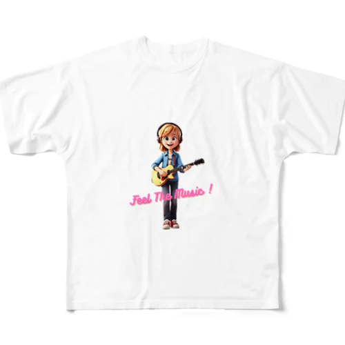 Feel The music (girl) フルグラフィックTシャツ