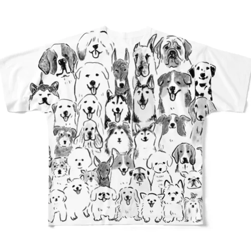 わんちゃん大集合　犬【せいこせんせい】 フルグラフィックTシャツ