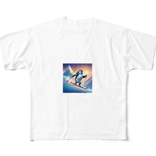 スキーをするペンギンのペーくん All-Over Print T-Shirt