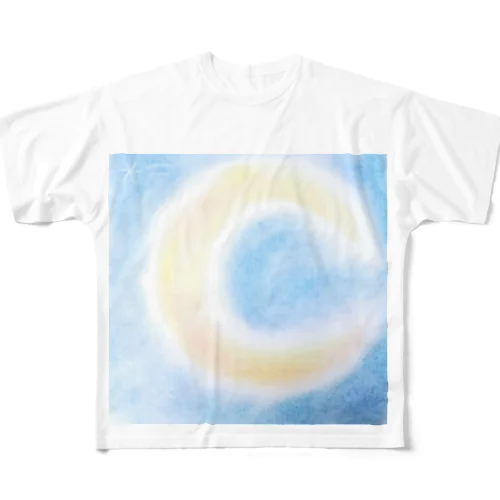 三日月　パステルアート All-Over Print T-Shirt