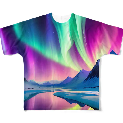 北極のオーロラ フルグラフィックTシャツ