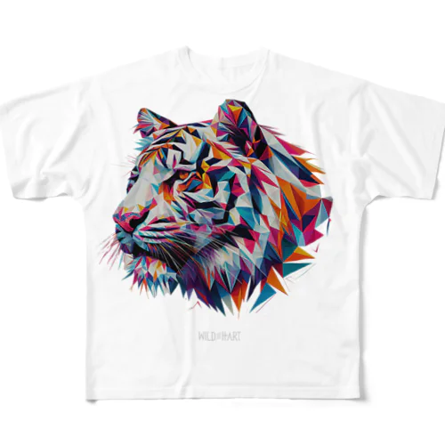 タイガーPolygonal フルグラフィックTシャツ