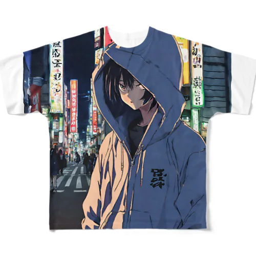 パーカーフードの少女　池袋編 All-Over Print T-Shirt