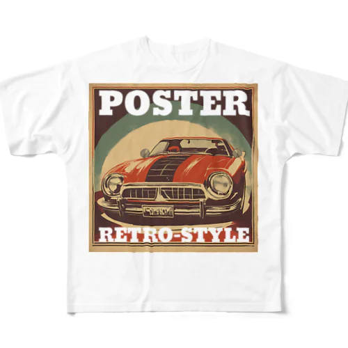 レトロスタイルポスター（自動車） All-Over Print T-Shirt