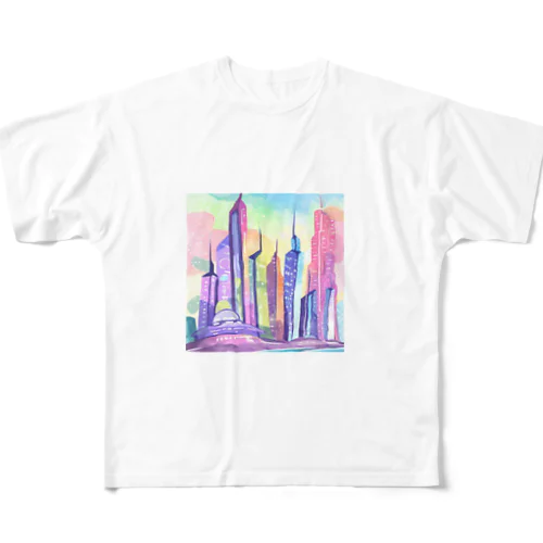 Enchanting Metropolis of the Future フルグラフィックTシャツ