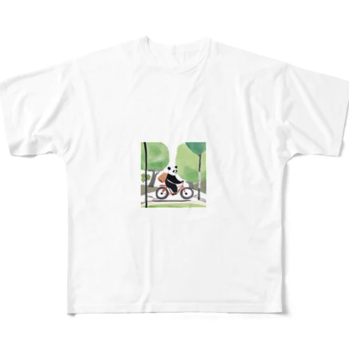 自転車パンダ フルグラフィックTシャツ