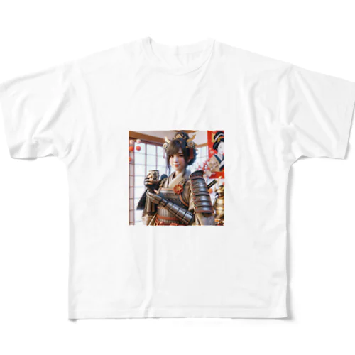 呑(どん)女武士の正月 All-Over Print T-Shirt