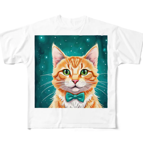 星空と猫さん フルグラフィックTシャツ