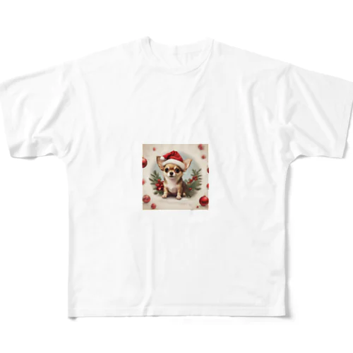 チワワがクリスマスの雰囲気を盛り上げる🎅🎄 フルグラフィックTシャツ