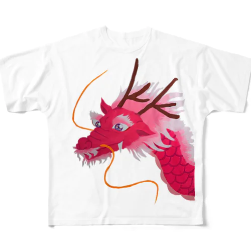 ピンクの🐉 フルグラフィックTシャツ