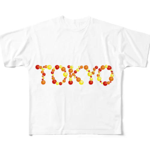 バルーン文字「TOKYO」（赤色系） フルグラフィックTシャツ