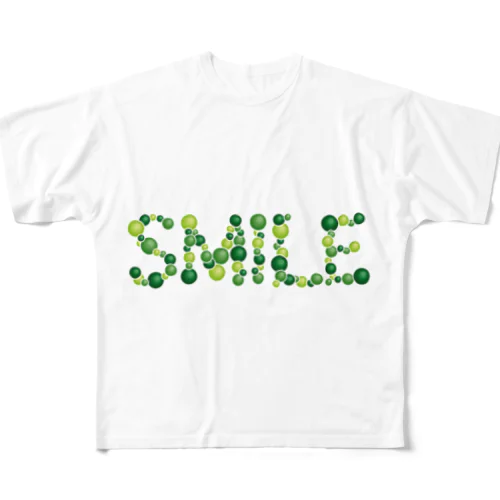 バルーン文字「SMILE」（緑色系） フルグラフィックTシャツ