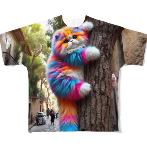 絶対落ちないのニャ😺 All-Over Print T-Shirt