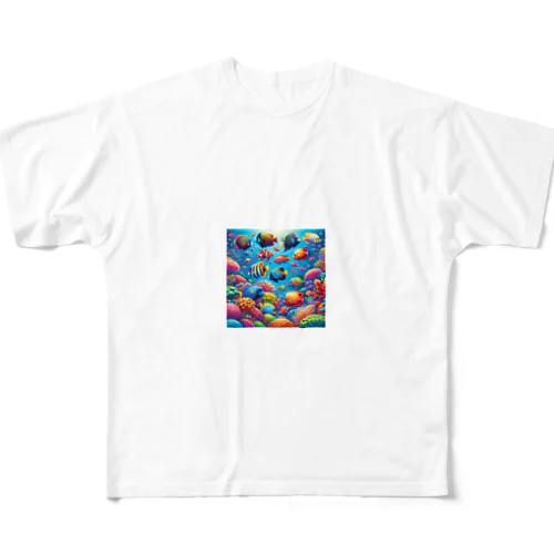 熱帯の楽園 - 色鮮やかな魚の世界 フルグラフィックTシャツ