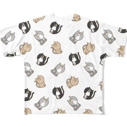 ねこ総柄 All-Over Print T-Shirt