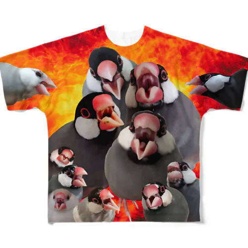 文鳥魂！皆の者キャルルせよ！　黒組！ All-Over Print T-Shirt