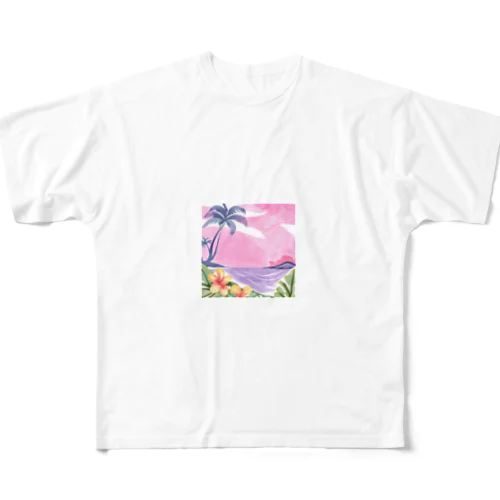 Hawaii　海とハイビスカス All-Over Print T-Shirt